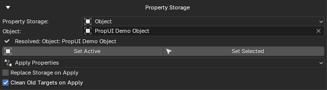 Property Storage set to an Object target